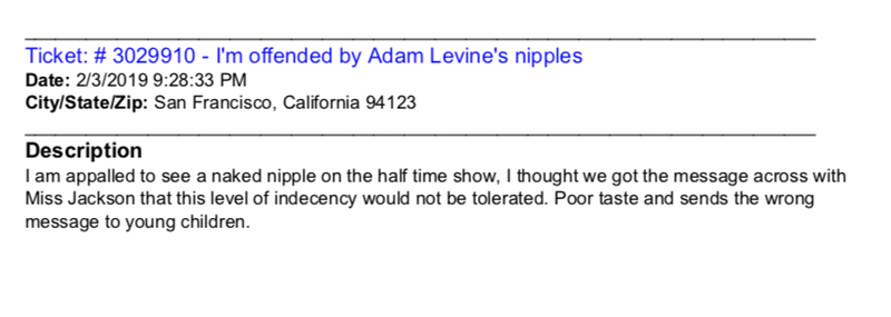 Illustration for article titled America Vs. Adam Levine's Nipples: All The FCC Viewer Complaints About The Super Bowl Halftime Show